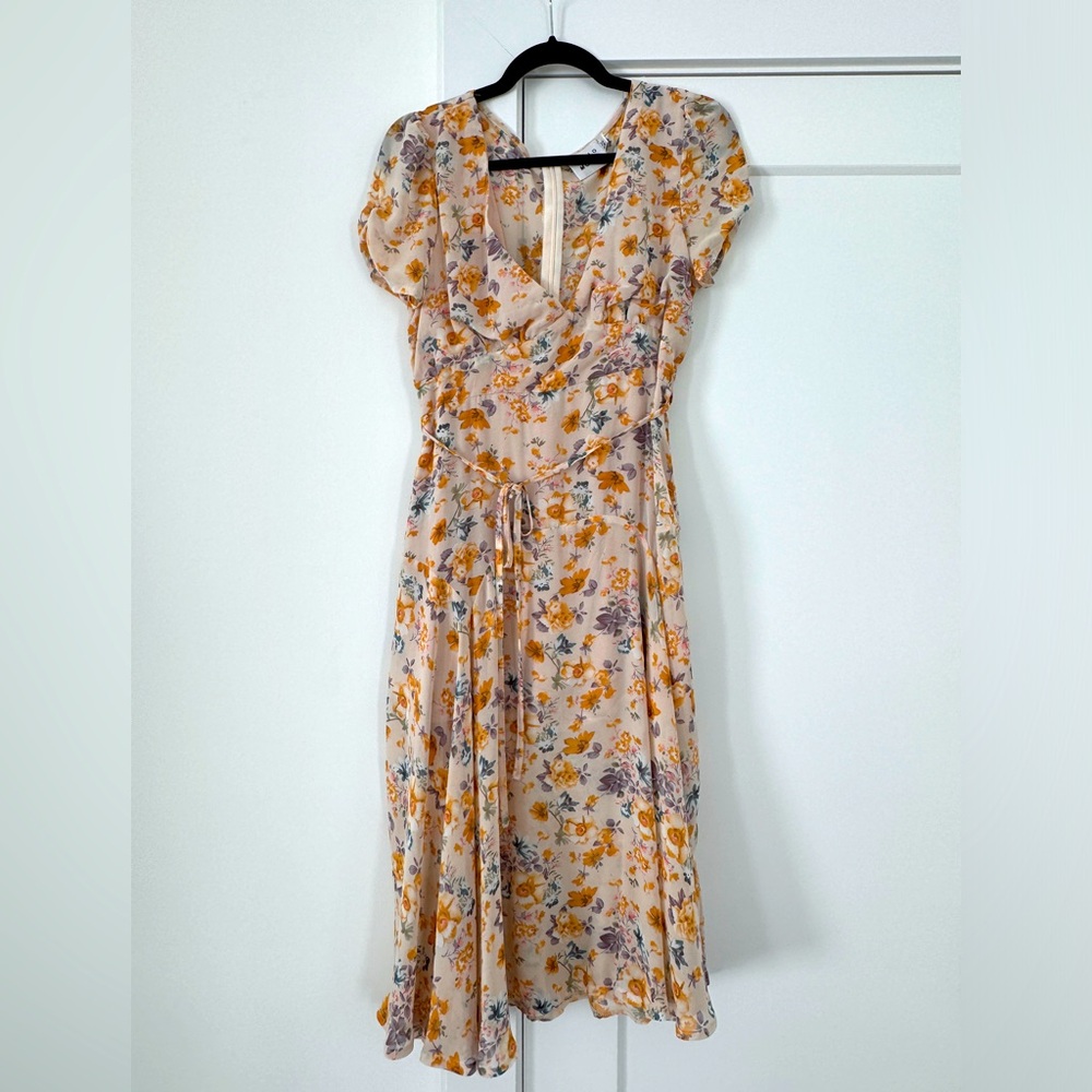 Hello Molly Floral Midi Dress - Orange and Purple